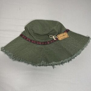 Natural Life Bucket Hat Olive Green Frayed Brim Adjustable NEW